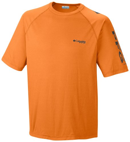 Columbia Sportswear Terminal Tackle - Camisa de Manga Corta para Hombre, Logo Naranja Blast/Grill, Grande