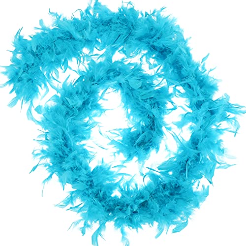 com-four® Boa de Plumas - Boa de Plumas Azul de Primera Calidad para Disfraces Retro - Bufanda de Plumas para Disfraces de los años 20, Fiesta y Carnaval - 180 cm (1 Pieza 180cm 65g Azul)
