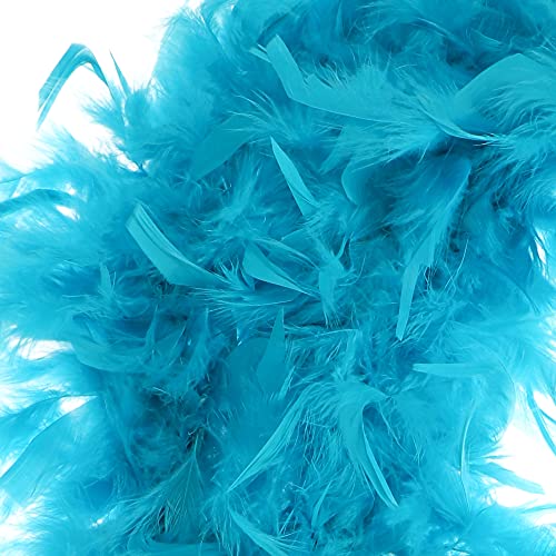 com-four® Boa de Plumas - Boa de Plumas Azul de Primera Calidad para Disfraces Retro - Bufanda de Plumas para Disfraces de los años 20, Fiesta y Carnaval - 180 cm (1 Pieza 180cm 65g Azul)