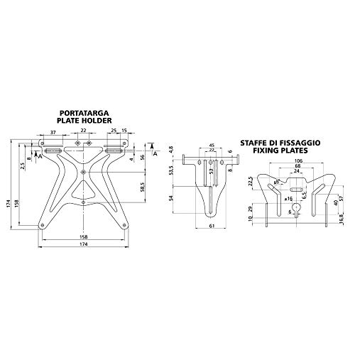 Compatible con KTM 390 Duke ABS - Soporte de matrícula ajustable para moto Lampa Aero-X 90146 - Soporte de matrícula homologado universal no específico negro 270 x 190 x 35 mm