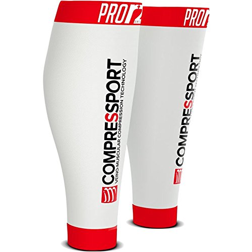 COMPRESSPORT Wadensleeves Pro Racing Calf R2 Swiss Pantorrillera, Unisex, Blanco, 4