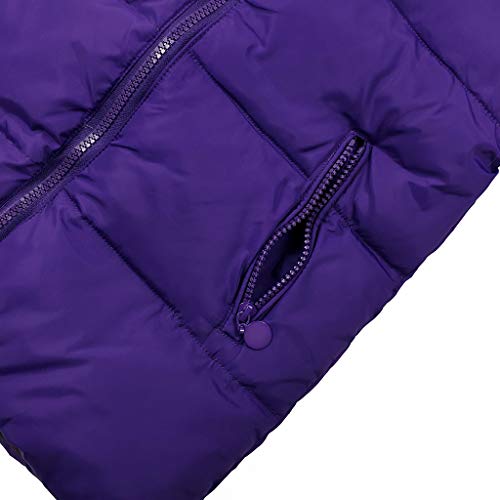 Conjunto de Esquí 2 Piezas Traje de Nieve - Chaqueta con Capucha + Pantalón de Esquí Niños Niñas Traje de Esquí Abrigos de Pluma Pantalones de Nieve de Babero Impermeable, Púrpura 4-5 Años