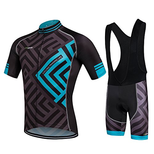 Cornasee Ropa Ciclismo Verano para Hombre Ciclismo Maillot y Culotte Pantalones Cortos (Enrejado,M)