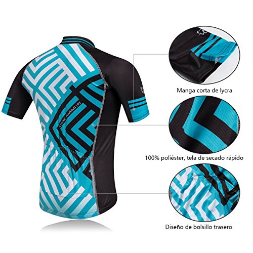 Cornasee Ropa Ciclismo Verano para Hombre Ciclismo Maillot y Culotte Pantalones Cortos (Enrejado,M)