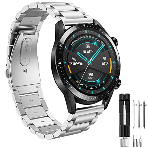 Correa per Amazfit Stratos Correas, 22mm Pulsera de Metal de Acero Inoxidable para Amazfit Pace/Amazfit Stratos/2/2S/Amazfit GTR 47mm/Amazfit GTR 2/GTR 2e/Huawei GT 2 46mm/Galaxy Watch 3 45mm/Gear S3