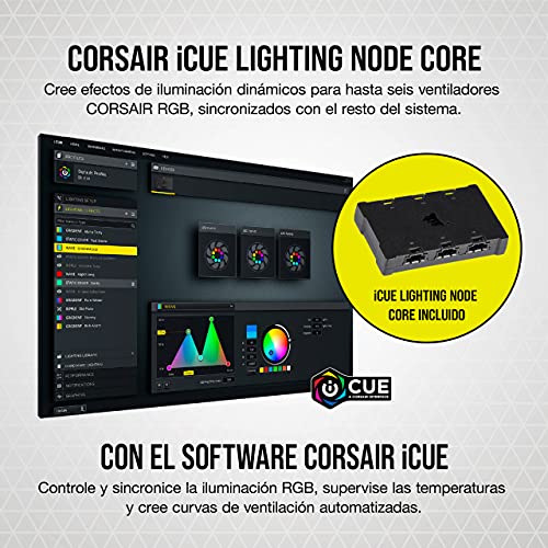 Corsair iCUE SP140 RGB ELITE 140mm PWM Set de dos ventiladores con iCUE Lighting Node CORE, Tecnología CORSAIR AirGuide, Ocho LED RGB direccionables, baja sonoridad de 18 dBA, hasta 1.200 RPM, Blanco