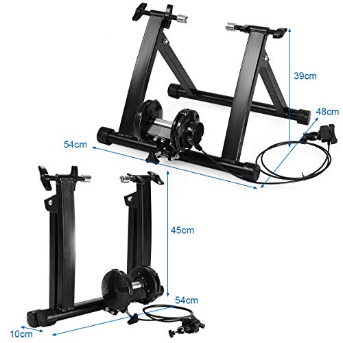 COSTWAY Rodillo Magnético Entrenamiento Bicicleta de Acero Resistencia Plegable Carga hasta 150kg Negro