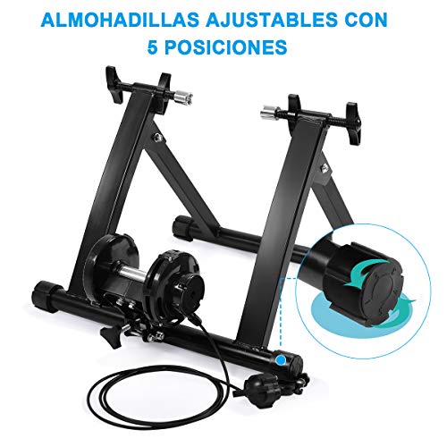 COSTWAY Rodillo Magnético Entrenamiento Bicicleta de Acero Resistencia Plegable Carga hasta 150kg Negro