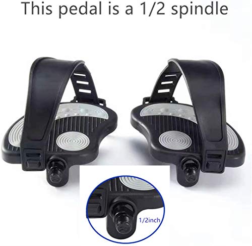 COZYROOMY Pedales de Bicicleta estática con Correa Ajustable para Pedales de Bicicleta estática de Interior para Todos los husillos de 1/2 Pulgada. 6 Meses de Garantia (1/2)
