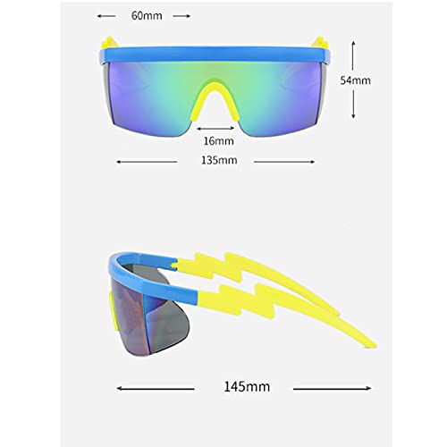 Cráneo Marco Azul Película Deportes al Aire Libre Gafas de Ciclismo, Piernas onduladas Lente de película Azul Correr Gafas de Sol, Ciclismo A Prueba de Viento y Gafa