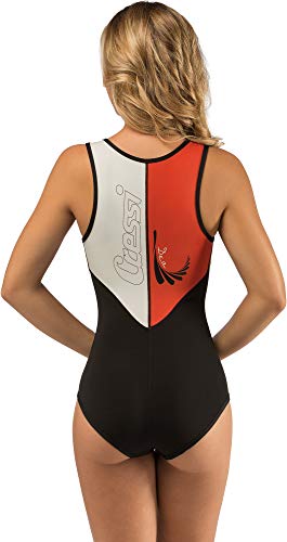 Cressi DEA Swimming Bañador Neopreno 1mm, Mujer, Negro/Blanco/Naranja, M/3