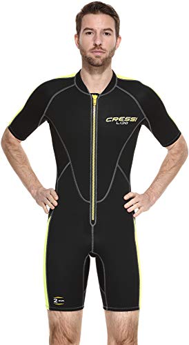 Cressi Lido Man Monopiece Wetsuit 2mm - Traje Corto de Neopreno High Stretch para Hombre , Negro/Amarillo , XS/1