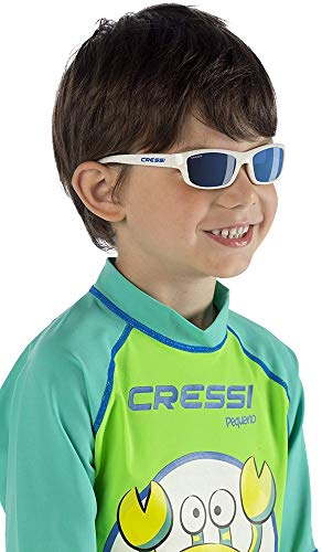 Cressi Yogi - Gafas de Sol para Niños, Unisex, 100% de Protección UV, Blanco/Azul