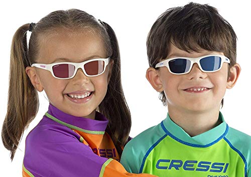 Cressi Yogi - Gafas de Sol para Niños, Unisex, 100% de Protección UV, Blanco/Azul