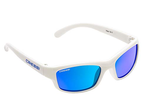 Cressi Yogi - Gafas de Sol para Niños, Unisex, 100% de Protección UV, Blanco/Azul