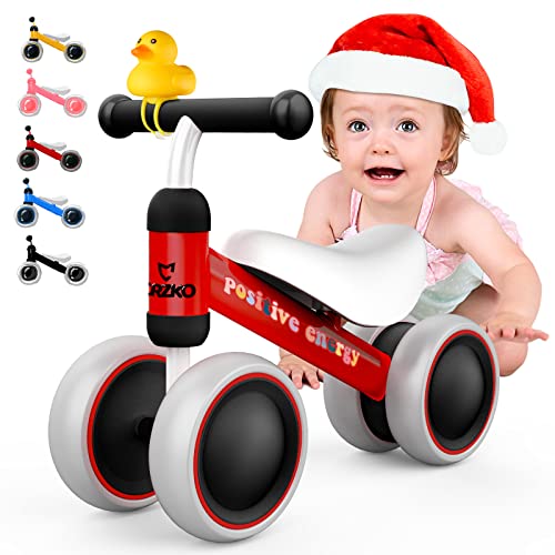 CRZKO Bicicletas de Equilibrio para bebés de 10 a 24 Meses, sin Pedal, 4 Ruedas, Primer Regalo de cumpleaños para niños y niñas de 1 año