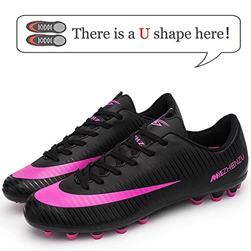 Csgkag Zapatos de Fútbol Hombre Training Botas de Fútbol Spike Aire Libre Profesionales Atletismo ​Zapatillas de Tacos Futbol,Negro,EU44