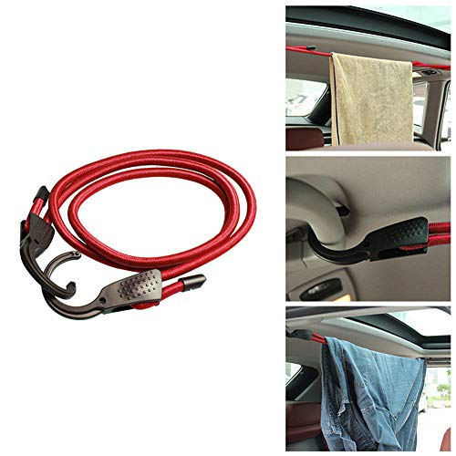 Cuerda de equipaje de coche, Cordón elástico ajustable para coche, Cuerda de Sujeción, Cuerdas elásticas de goma con gancho para coche Camper Troncos de camping 1,5/3M