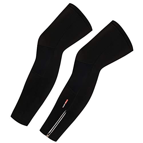 CYCEARTH Men Cycling Winter Thermal Fleece Warm Leg Warmers Windproof MTB Road Bike Legs Covers Sport Bicycle (Full Black,Medium)