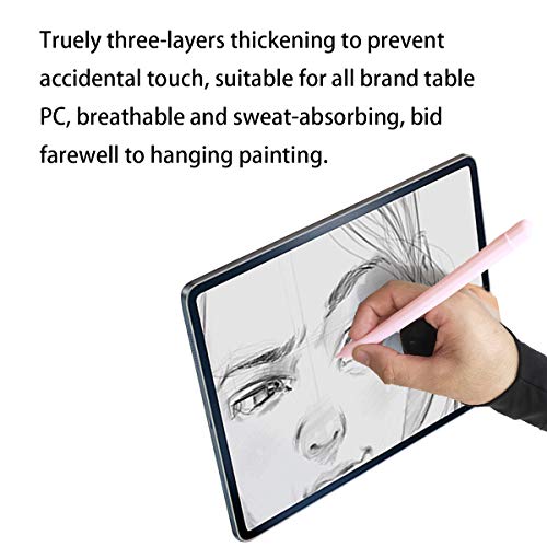 CYCON Anti-mistouch Guante Engrosado de Dibujo artístico de Tres Capas para Monitor de Tableta gráfica, Dos Dedos para Mano Derecha e Izquierda, Paquete de 4 (7.5X19CM)
