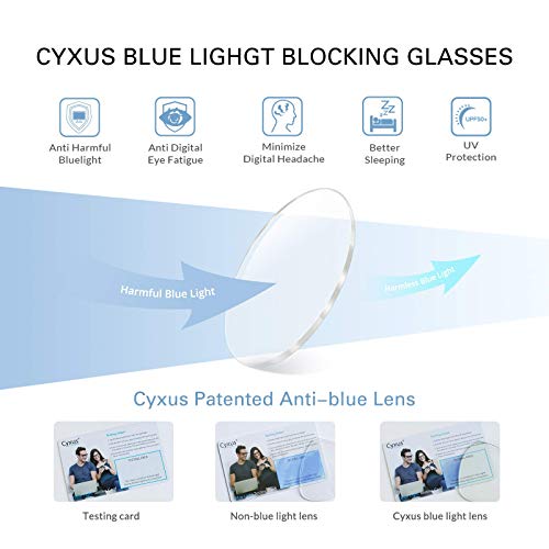 Cyxus Gafas Anti Luz Azul de Marco de metal Anti Tensión de Ojos [Mejor Sueño] (Lentes Transparentes) Unisexo (Hombres/Mujeres) (Oro)
