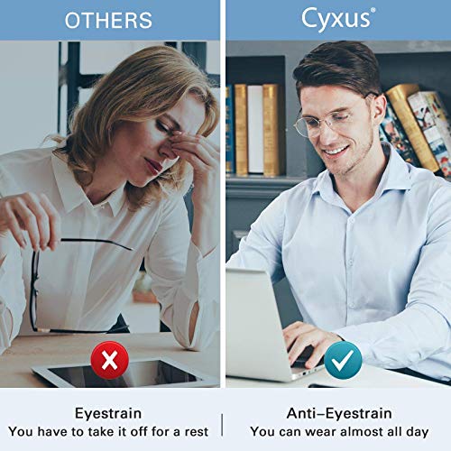 Cyxus Gafas Anti Luz Azul de Marco de metal Anti Tensión de Ojos [Mejor Sueño] (Lentes Transparentes) Unisexo (Hombres/Mujeres) (Oro)