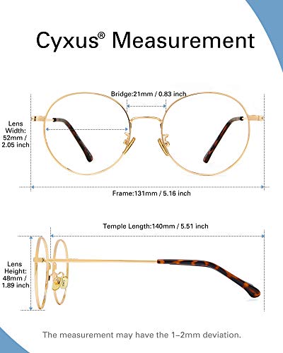 Cyxus Gafas Anti Luz Azul de Marco de metal Anti Tensión de Ojos [Mejor Sueño] (Lentes Transparentes) Unisexo (Hombres/Mujeres) (Oro)
