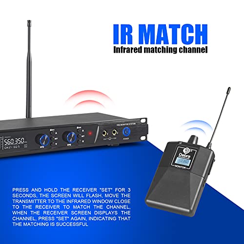 D Debra Audio PRO ER-202 UHF - Sistema de monitor in-ear inalámbrico (canal dual, con transmisor y receptor para escenario, estudio de grabación, músicos, monitoreo (2 bodypack con transmisor)