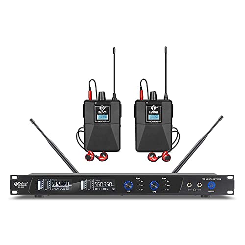 D Debra Audio PRO ER-202 UHF - Sistema de monitor in-ear inalámbrico (canal dual, con transmisor y receptor para escenario, estudio de grabación, músicos, monitoreo (2 bodypack con transmisor)