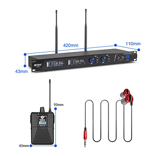 D Debra Audio PRO ER-202 UHF - Sistema de monitor in-ear inalámbrico (canal dual, con transmisor y receptor para escenario, estudio de grabación, músicos, monitoreo (2 bodypack con transmisor)