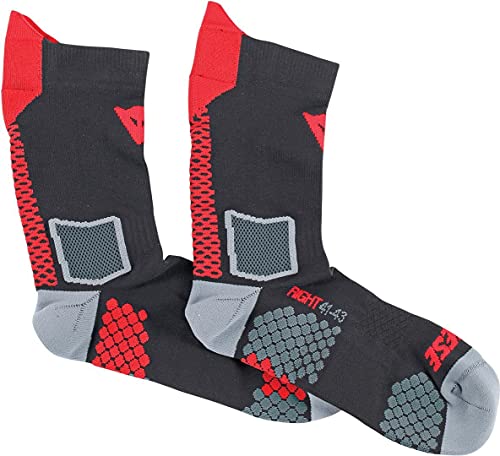 Dainese-D-CORE MID calcetín, Negro/Rojo, Talla L