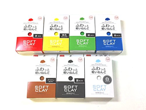 Daiso Soft Clay 7 Colors (Red/Blue/Yellow/Green/Black/Brown/White) 560g
