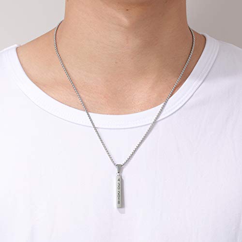 DaMei Collar de Mujer Hombre Personalizado con Nombre Collares de Hombre Personalizables Acero Inoxidable con Nombre de Pareja Grabada con Cadena de 22"(58 cm)(Rosa/Plata/Negro) (Silver #1)