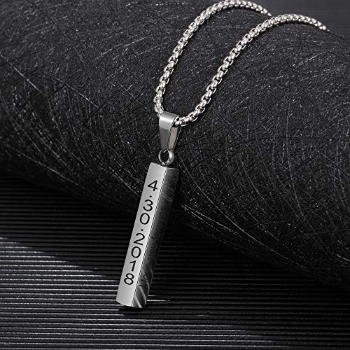 DaMei Collar de Mujer Hombre Personalizado con Nombre Collares de Hombre Personalizables Acero Inoxidable con Nombre de Pareja Grabada con Cadena de 22"(58 cm)(Rosa/Plata/Negro) (Silver #1)