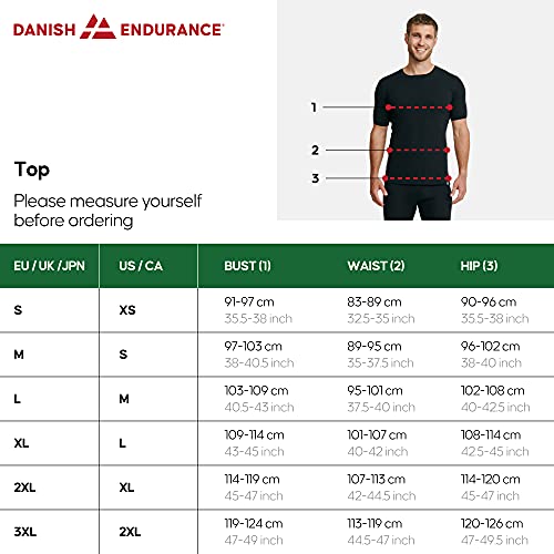 DANISH ENDURANCE Men's Merino T- Shirt 1 Pack XL Black 1-Pack
