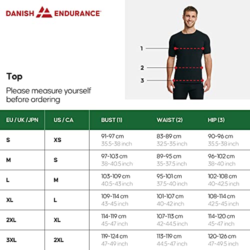 DANISH ENDURANCE Men's Merino T- Shirt 1 Pack XL Black 1-Pack