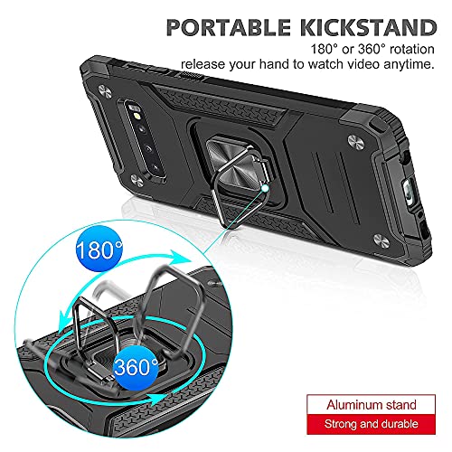 DASFOND Funda Galaxy S10, Funda Protectora de Grado Militar para teléfono con Soporte de Anillo de Metal Reforzado [Soporte de Montaje magnético] Compatible con Samsung Galaxy S10, Negro