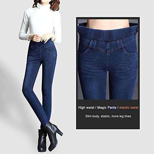 Dasongff Pantalones vaqueros ajustados para mujer, cintura alta, corte regular, básicos, rectos, elásticos, estrechos, para fitness, hasta tallas grandes S-L7