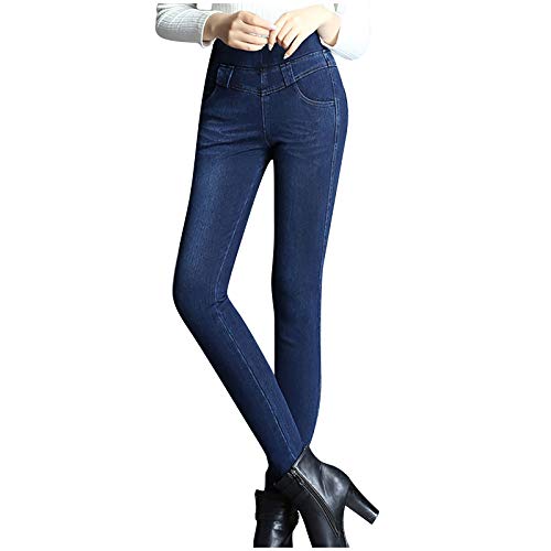 Dasongff Pantalones vaqueros ajustados para mujer, cintura alta, corte regular, básicos, rectos, elásticos, estrechos, para fitness, hasta tallas grandes S-L7