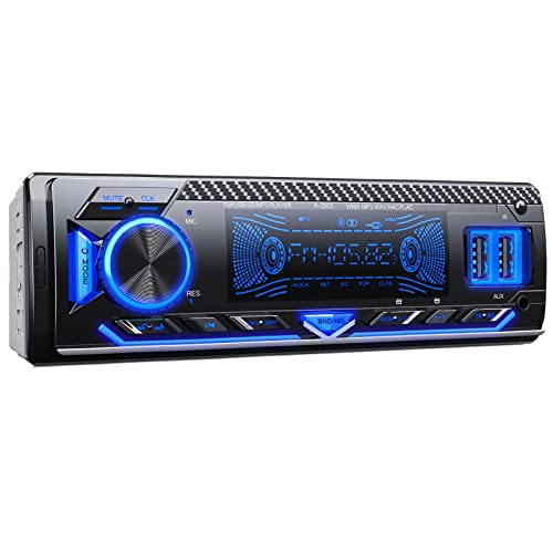 DAZZMO Autoradio Bluetooth RDS Radio Coche Siete Colores Ajustable, 1 DIN Autoradio Bluetooth 5.0 Manos Libres Soporta USB Cargar/SD/FM/AUX/WMA/WAV/MP3 Estéreo 65W X 4 Volante Control Remoto