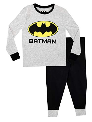 DC Comics Pijamas de Manga Larga para niños Batman Ajuste Ceñido Gris 6-7 Años