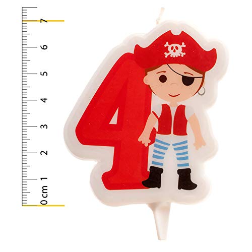Dekora - Vela de Cumpleaños 2D de Pirata para Tartas Infantiles - Numero 4