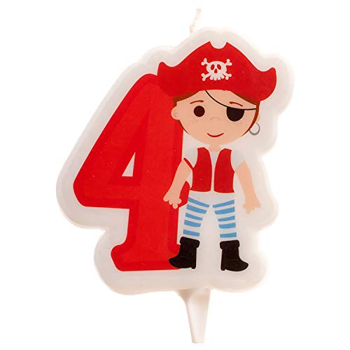 Dekora - Vela de Cumpleaños 2D de Pirata para Tartas Infantiles - Numero 4