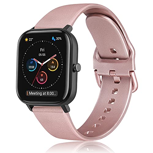 DEOU Correa Compatible con Amazfit GTS,20mm Silicona Suave Pulseras de Repuesto para Amazfit GTR 42mm/Amazfit GTS 2/2 Mini/2e/Amazfit Bip/Bip Lite(Oro Rosa)