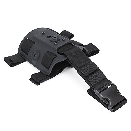 DETECH Tactical - Funda para Plataforma de Muslo de Caza con Doble Correa para la Pierna y el Muslo, BK