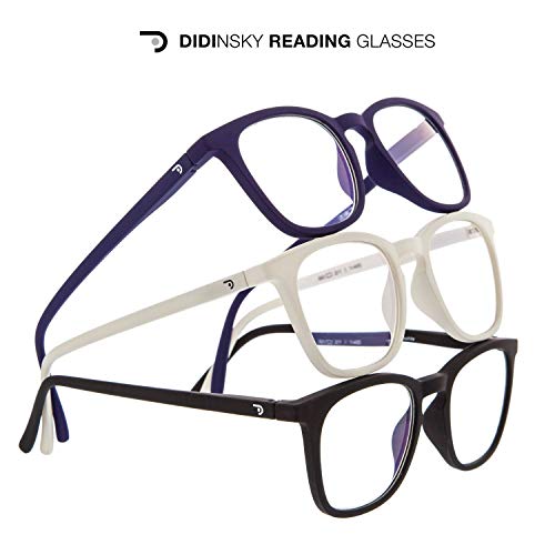 DIDINSKY Gafas de Presbicia con Filtro Anti Luz Azul para Ordenador. Gafas Graduadas de Lectura para Hombre y Mujer con Cristales Anti-reflejantes. Indigo +1.5 – TATE