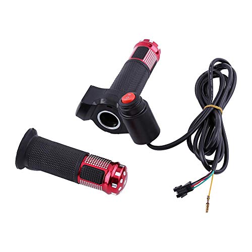 Dilwe Juego de Puños de Acelerador 1 Par 12-84 V Manillar de Acelerador de Bicicleta Eléctrica de 3 Velocidades Izquierda Derecha con Pantalla LED (Rojo)