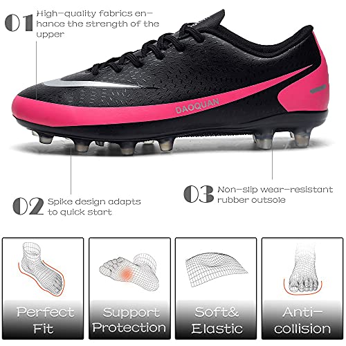 DimaiGlobal Zapatillas de Fútbol Hombre Profesionales Training Botas de Fútbol Spike Aire Libre Atletismo Zapatos de Entrenamiento Zapatos de Deporte 42EU Negro