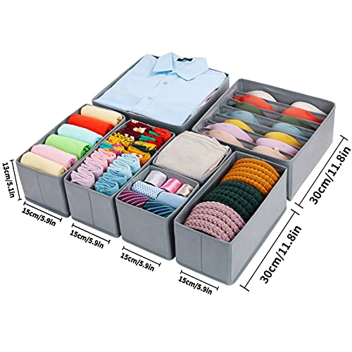 DIMJ Organizador Cajones Juego de 7 Cajas Almacenaje Plegables de Tela Para Guardar Ropa, Cajas Organizadoras de Almacenamiento de Cajones Divisores para Sujetadores, Calcetines, Ropa Interior