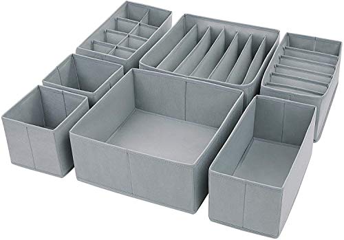 DIMJ Organizador Cajones Juego de 7 Cajas Almacenaje Plegables de Tela Para Guardar Ropa, Cajas Organizadoras de Almacenamiento de Cajones Divisores para Sujetadores, Calcetines, Ropa Interior